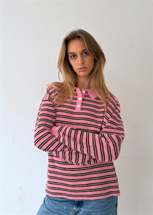 Adanne stripe polo bluse Pink/Bordeaux Boii Studios 